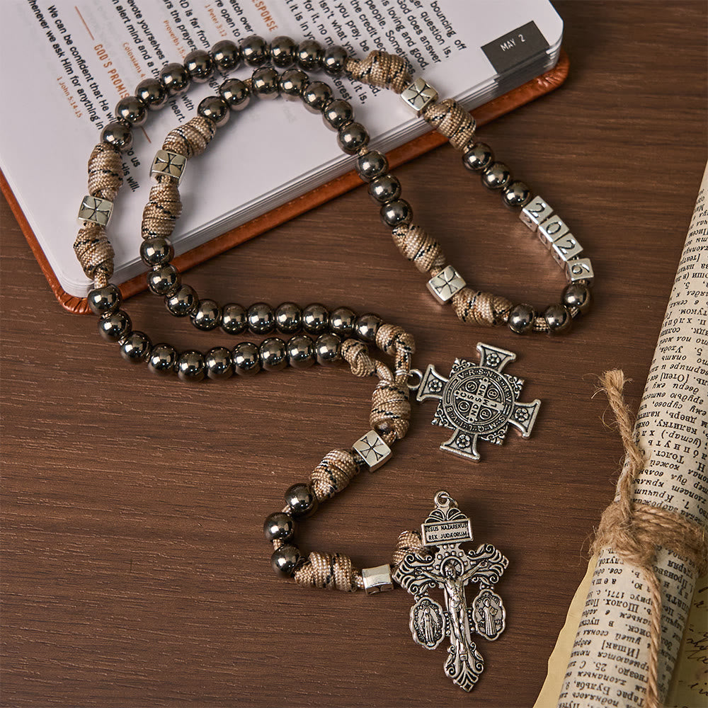 Christianartworkshop 2026 New Year Paracord Rugged Rosary with St. Benedict Guardian Faith - image 3