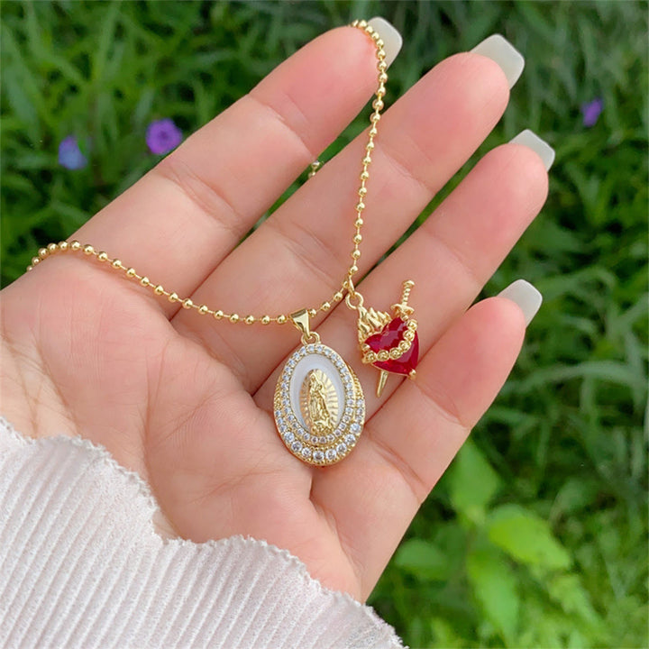 Christianartworkshop Our Lady & Sacred Heart Necklace in 6 Styles: Elegant Faith-Infused Jewelry - C - image 5