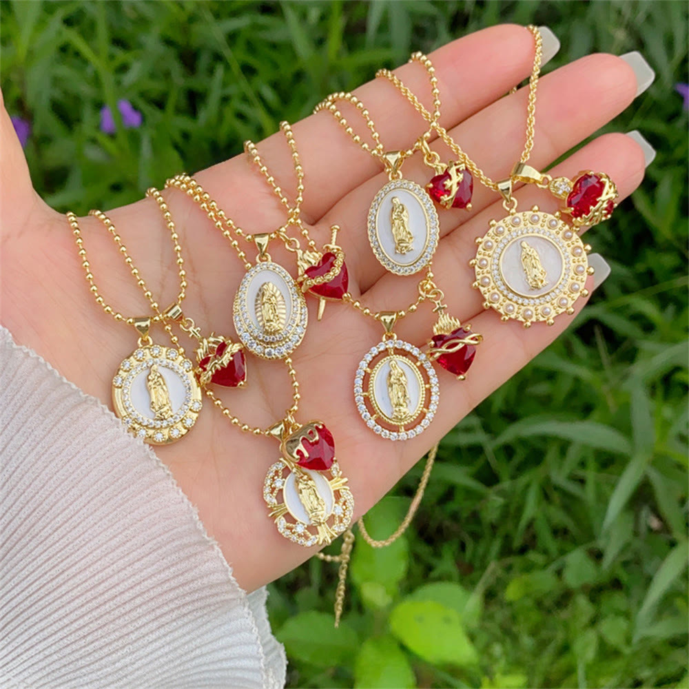 Christianartworkshop Our Lady & Sacred Heart Necklace in 6 Styles: Elegant Faith-Infused Jewelry - image 0