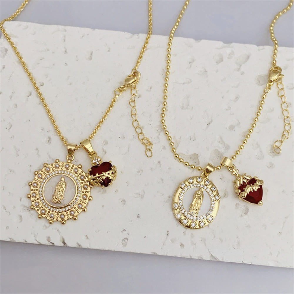 Christianartworkshop Our Lady & Sacred Heart Necklace in 6 Styles: Elegant Faith-Infused Jewelry - image 2