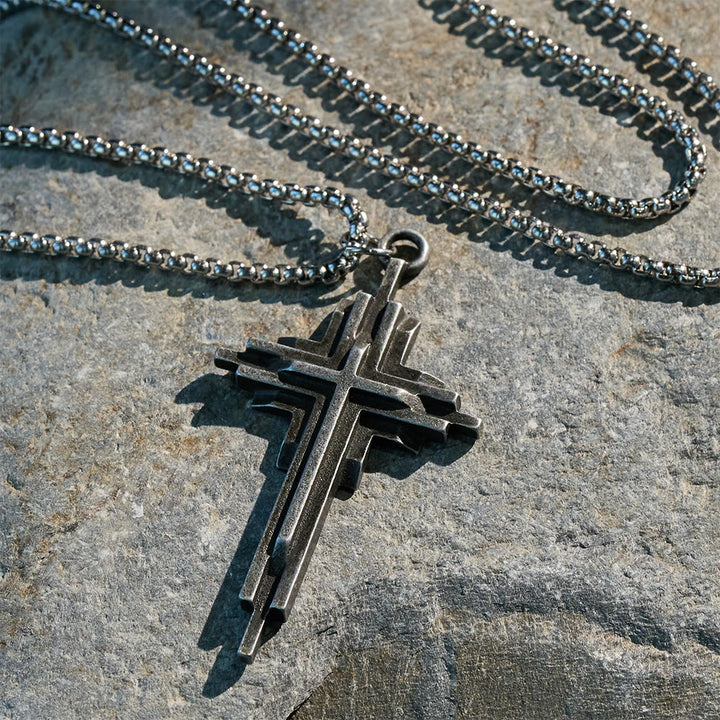 Christianartworkshop Structured Alloy Cross Necklace: Modern Layered Faith Jewelry - image 2