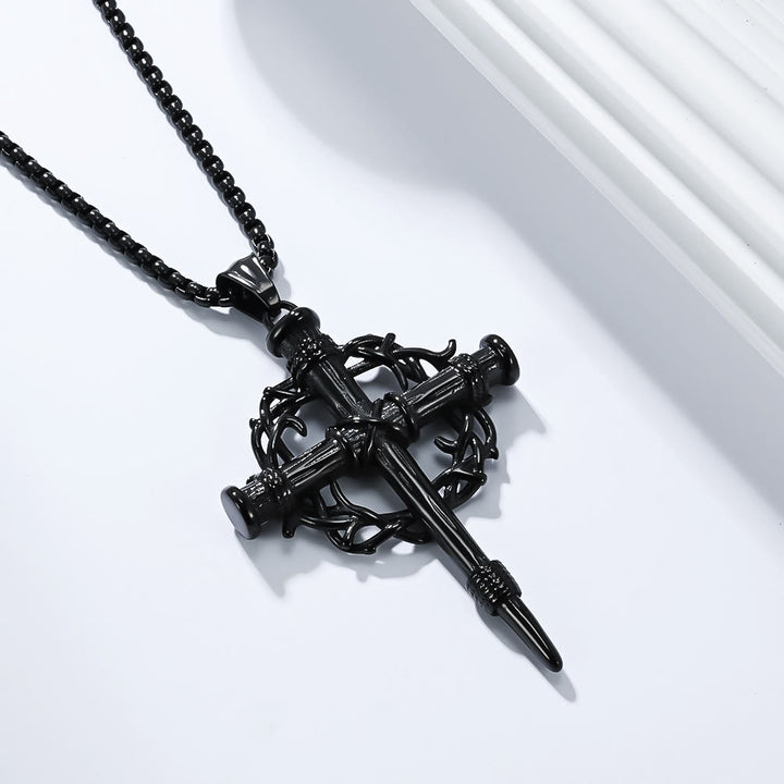 FREE Today: Three-Style Cross with Thron Necklace: Quiet Reminder of His Redemption - Black - image 6