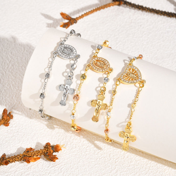Christianartworkshop Our Lady & Crucifix Pendant Bracelet: Her Grace on Your Wrist - image 0