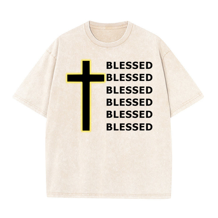 Christianartworkshop Gratitude-Filled Blessed Statement Unisex Washed T-Shirt - Beige - 5XL - image 5