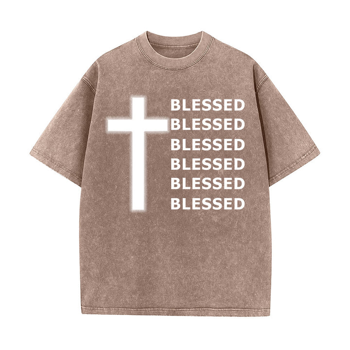 Christianartworkshop Gratitude-Filled Blessed Statement Unisex Washed T-Shirt - Brown - 5XL - image 7