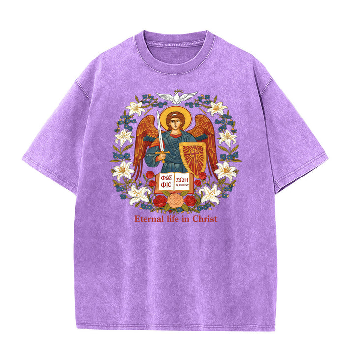 Christianartworkshop Eternal Life in Christ Angel Graphic Unisex Washed T-Shirt - Purple - 5XL - image 5