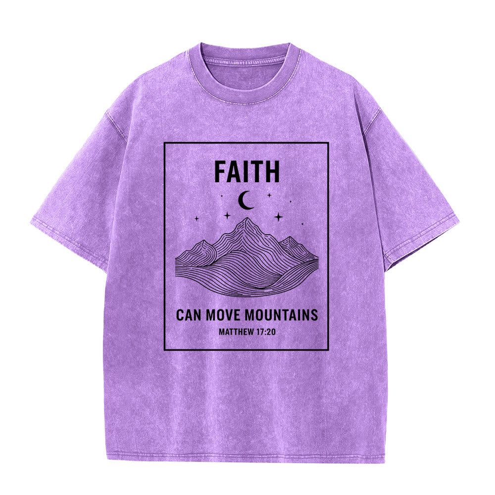 Christianartworkshop Faith Can Move Mountains Matthew 17:20 Unisex Washed T-Shirt - Purple - 5XL - image 6
