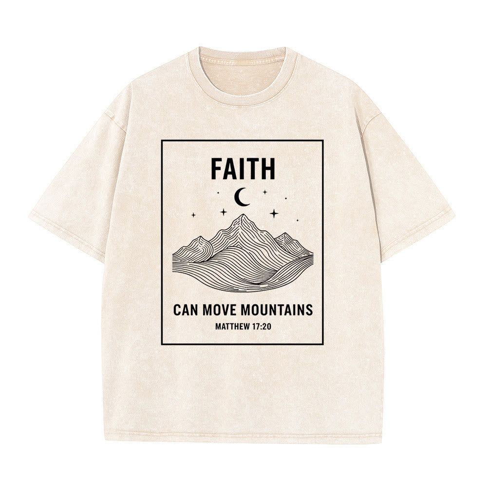 Christianartworkshop Faith Can Move Mountains Matthew 17:20 Unisex Washed T-Shirt - Beige - 5XL - image 8
