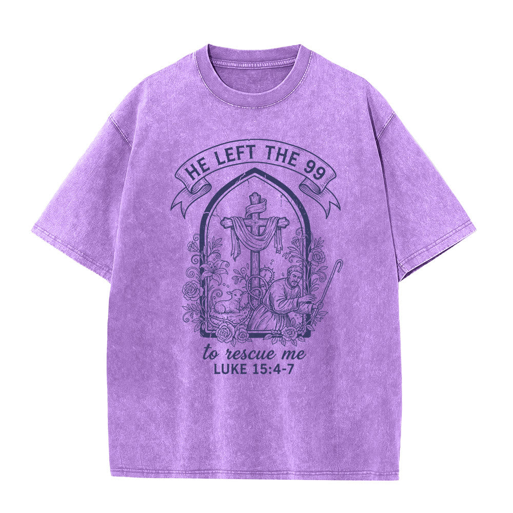 Christianartworkshop His Relentless Care Shepherd & Lamb Unisex Washed T-Shirt - Purple - 5XL - image 7