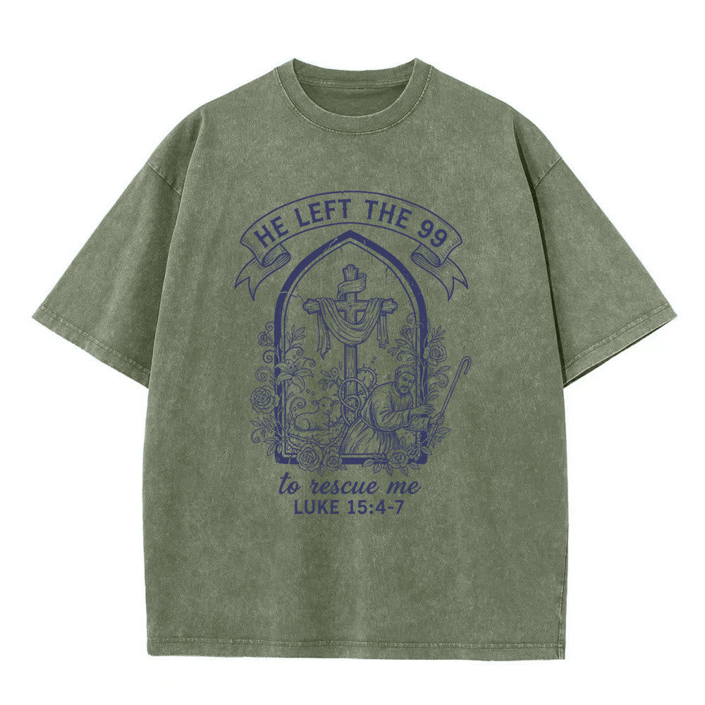 Christianartworkshop His Relentless Care Shepherd & Lamb Unisex Washed T-Shirt - Army Green - 5XL - image 7