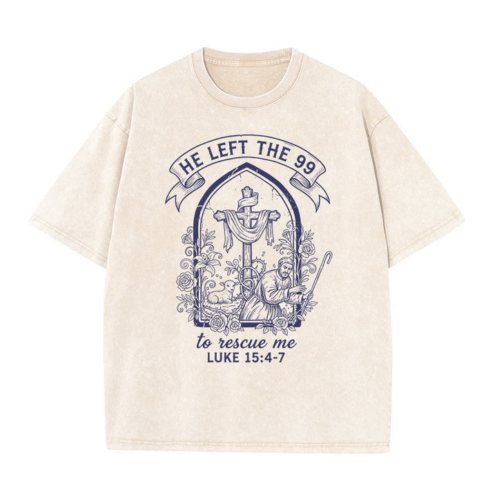 Christianartworkshop His Relentless Care Shepherd & Lamb Unisex Washed T-Shirt - Beige - 5XL - image 0