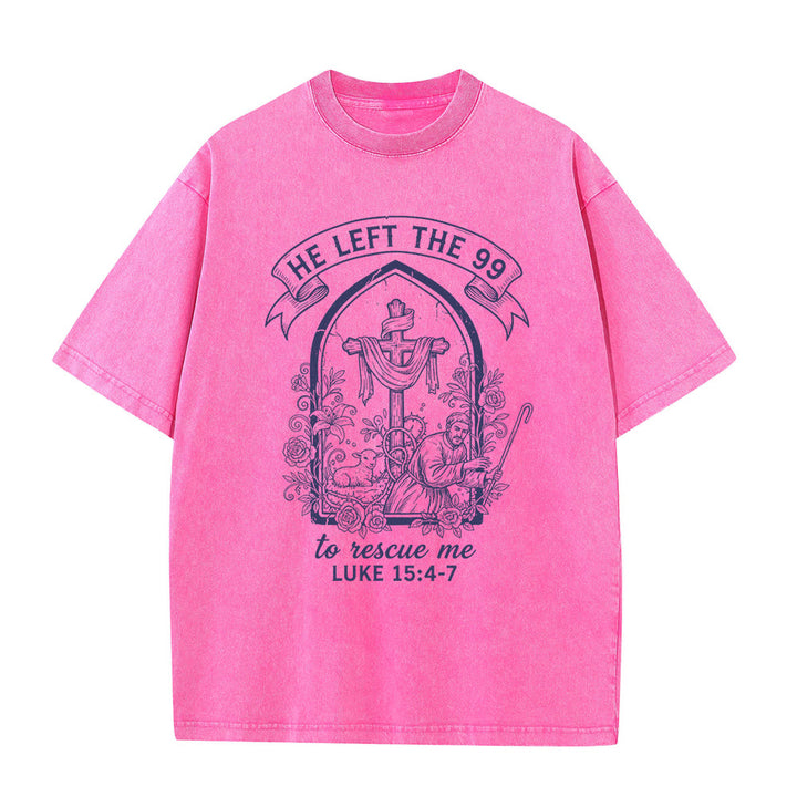 Christianartworkshop His Relentless Care Shepherd & Lamb Unisex Washed T-Shirt - Pink - 5XL - image 5