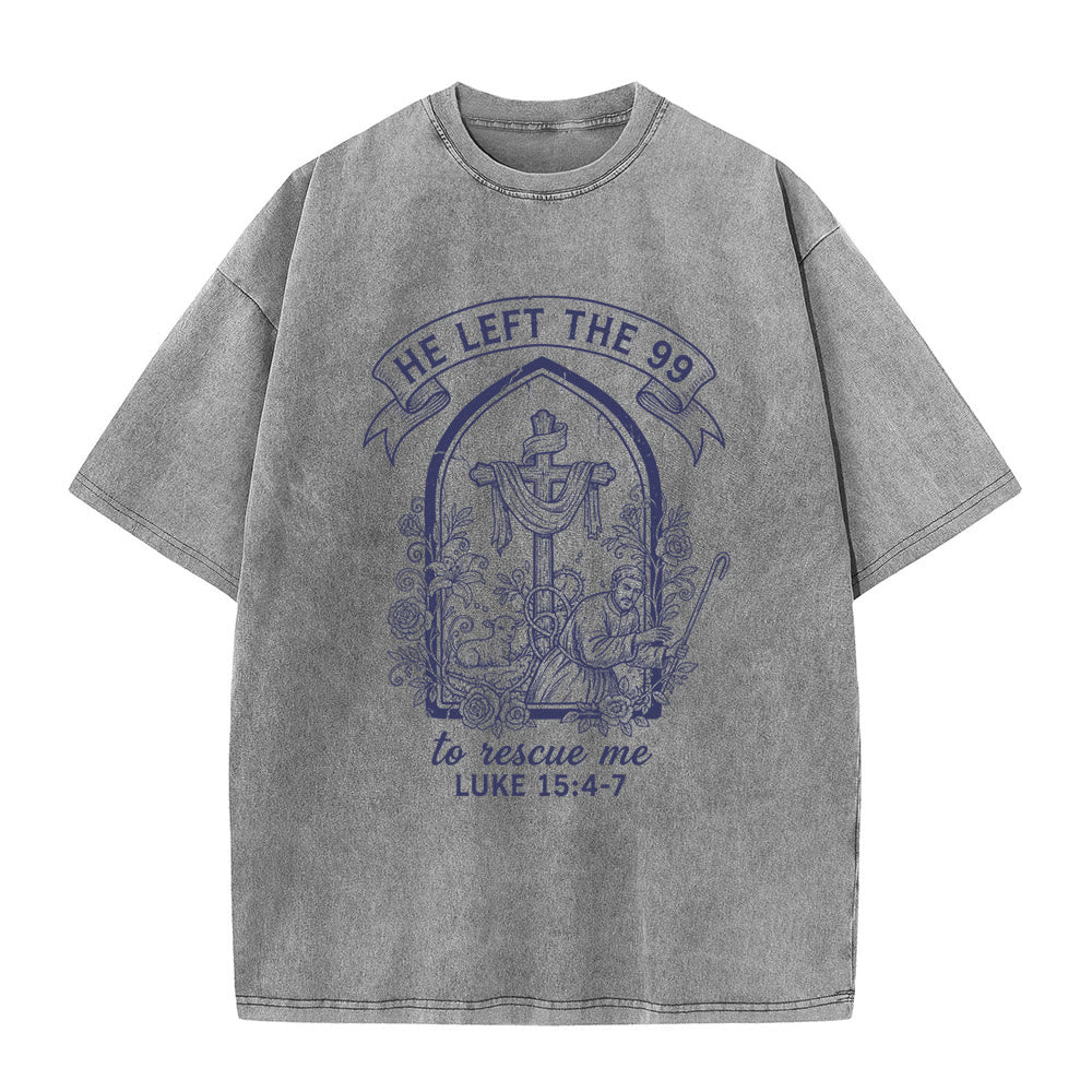 Christianartworkshop His Relentless Care Shepherd & Lamb Unisex Washed T-Shirt - Grey - 5XL - image 2