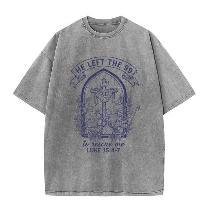 Christianartworkshop His Relentless Care Shepherd & Lamb Unisex Washed T-Shirt - Grey - 5XL - image 2