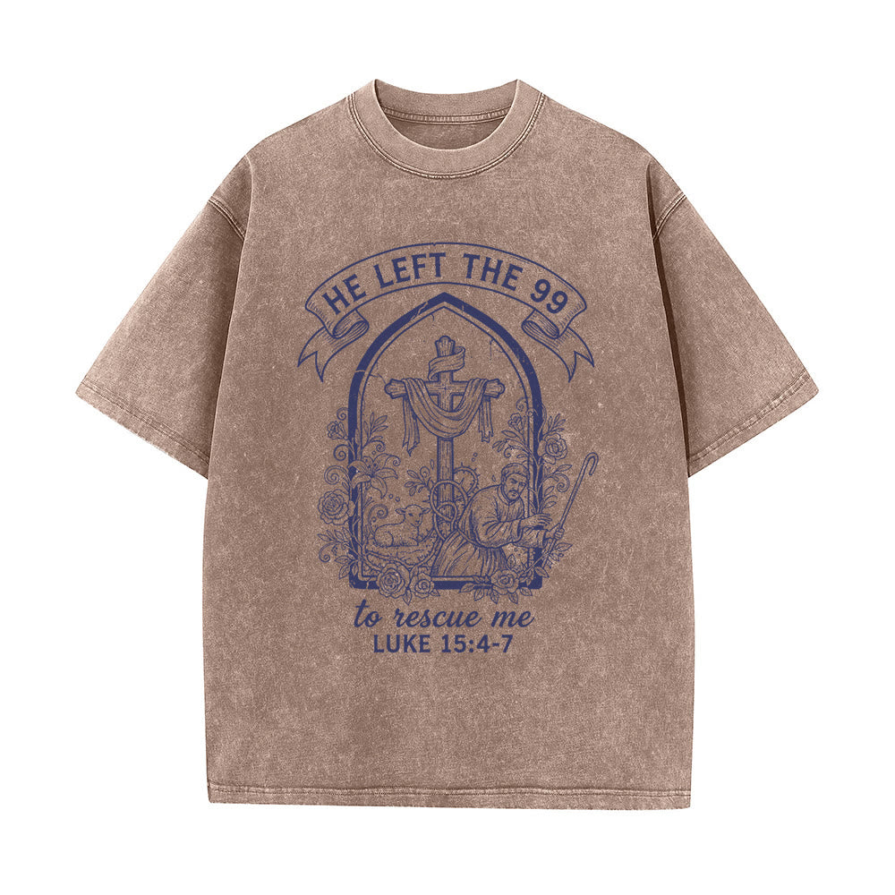 Christianartworkshop His Relentless Care Shepherd & Lamb Unisex Washed T-Shirt - Brown - 5XL - image 2