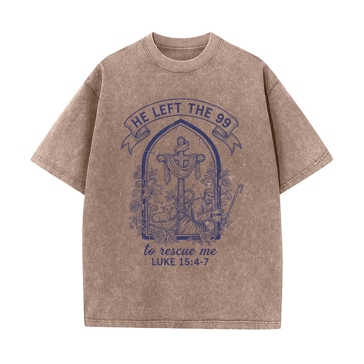 Christianartworkshop His Relentless Care Shepherd & Lamb Unisex Washed T-Shirt - Brown - 5XL - image 2