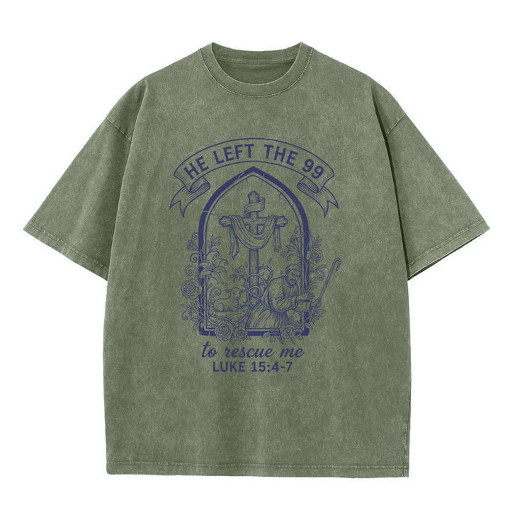 Christianartworkshop His Relentless Care Shepherd & Lamb Unisex Washed T-Shirt - Army Green - 5XL - image 6