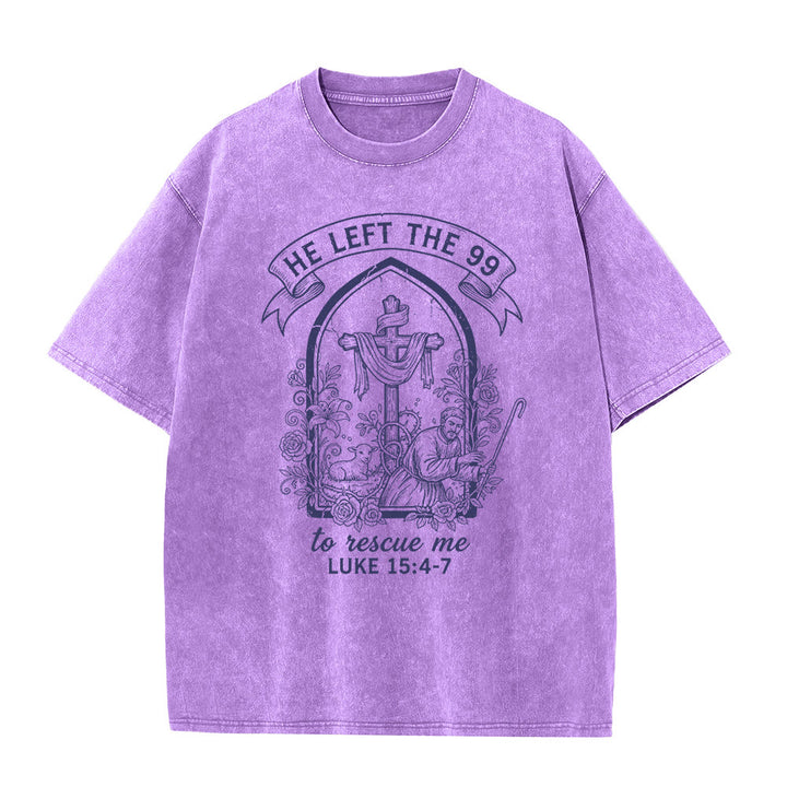 Christianartworkshop His Relentless Care Shepherd & Lamb Unisex Washed T-Shirt - Purple - 5XL - image 8