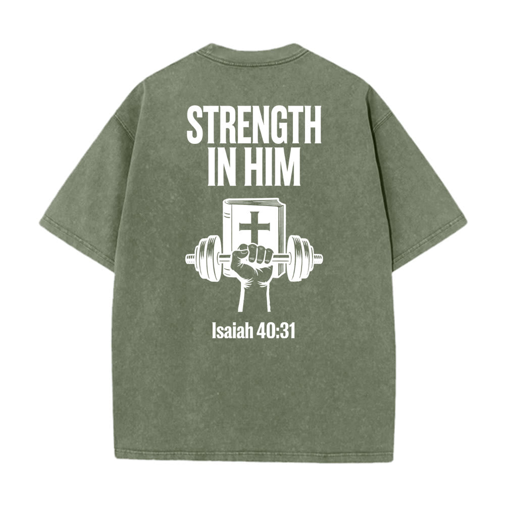 Christianartworkshop Strength in Him Isaiah 40:31 Graphic Unisex Washed T-Shirt - image 24