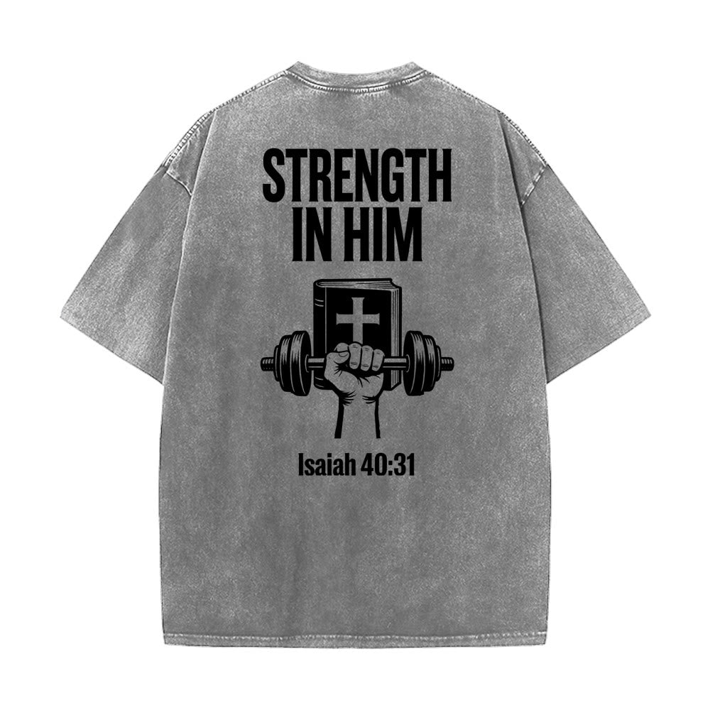 Christianartworkshop Strength in Him Isaiah 40:31 Graphic Unisex Washed T-Shirt - image 9