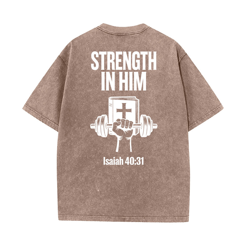Christianartworkshop Strength in Him Isaiah 40:31 Graphic Unisex Washed T-Shirt - image 12