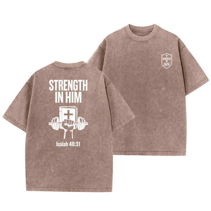 Christianartworkshop Strength in Him Isaiah 40:31 Graphic Unisex Washed T-Shirt - Brown - 5XL - image 9