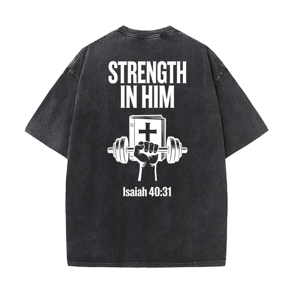 Christianartworkshop Strength in Him Isaiah 40:31 Graphic Unisex Washed T-Shirt - image 2