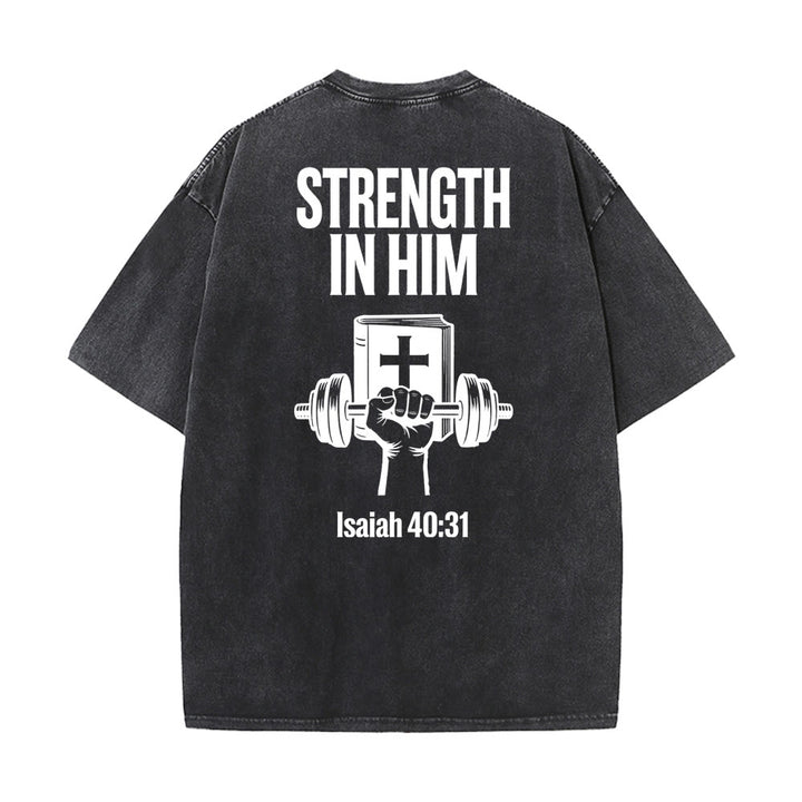 Christianartworkshop Strength in Him Isaiah 40:31 Graphic Unisex Washed T-Shirt - image 2