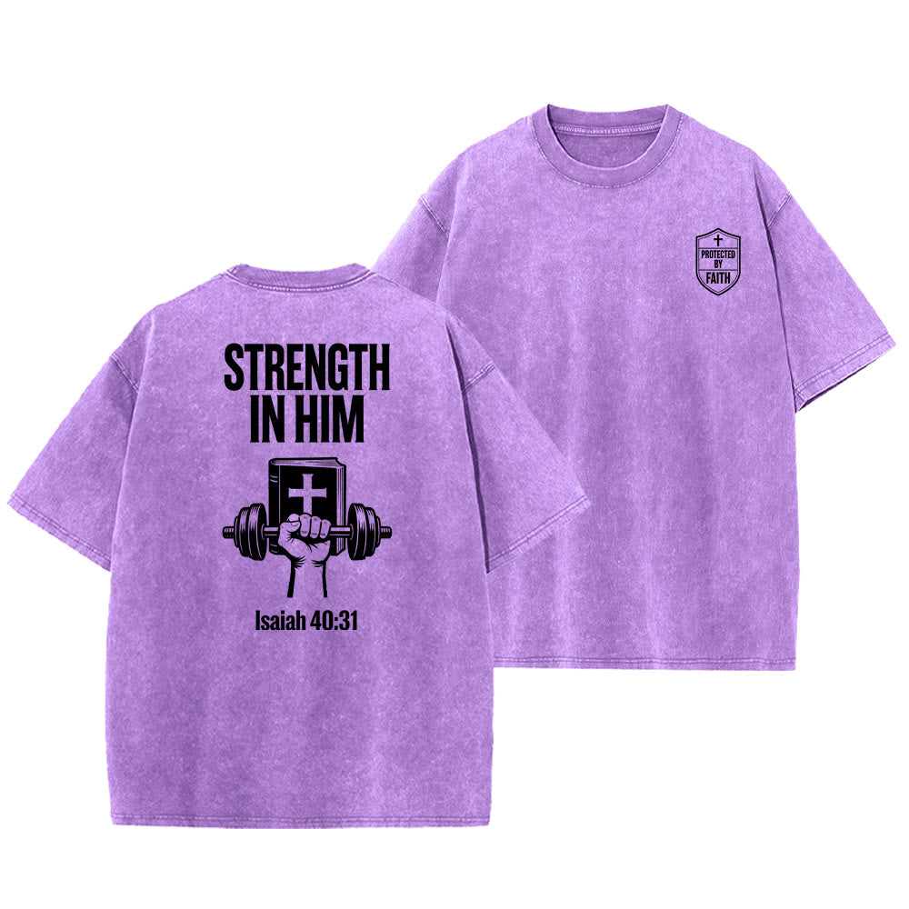 Christianartworkshop Strength in Him Isaiah 40:31 Graphic Unisex Washed T-Shirt - Purple - 5XL - image 25