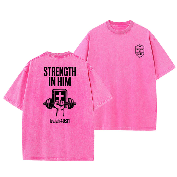 Christianartworkshop Strength in Him Isaiah 40:31 Graphic Unisex Washed T-Shirt - Pink - 5XL - image 16
