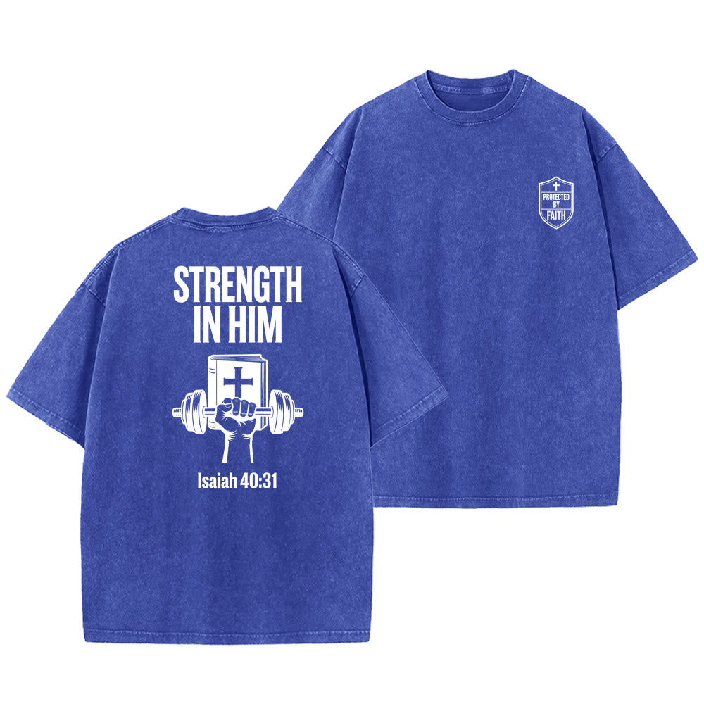 Christianartworkshop Strength in Him Isaiah 40:31 Graphic Unisex Washed T-Shirt - Blue - 5XL - image 13