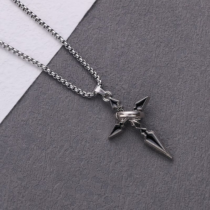 Christianartworkshop Nested Ring Cross Polished Metal Necklace: Remind of His Enduring Hold - image 1