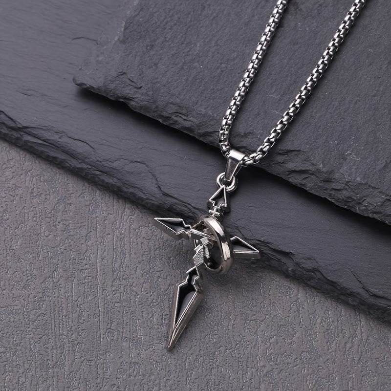 Christianartworkshop Nested Ring Cross Polished Metal Necklace: Remind of His Enduring Hold - Ring & Cross - image 0