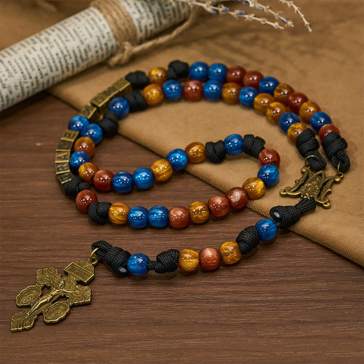 Christianartworkshop 2026 New Year Colorful Faith Rosary: Custom Name & Guardian Crucifix - image 4