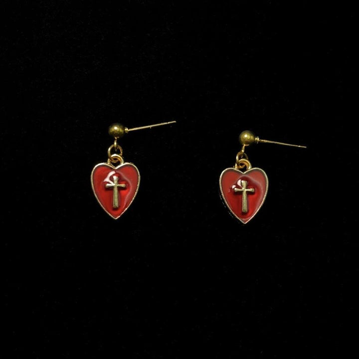 Christianartworkshop Matching Heart & Cross Charm Necklace & Earrings: Embody His Tender Love - image 3