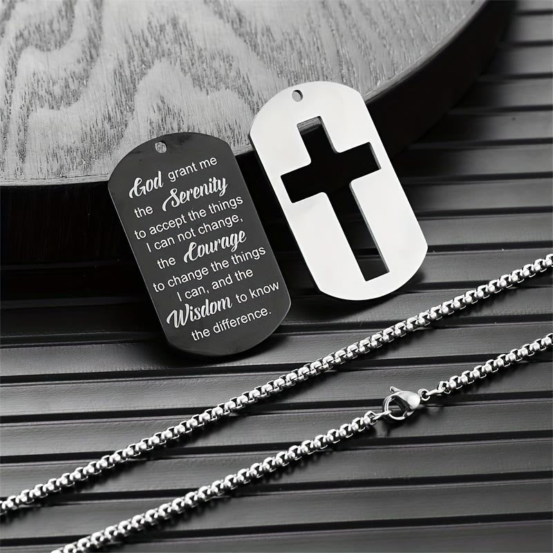 Christianartworkshop Polished Metal Cross Cutout & Engraved Verse Necklace: Carry His Promise Close Daily - image 2