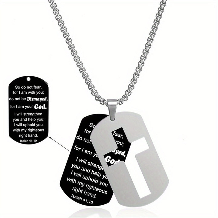Christianartworkshop Polished Metal Cross Cutout & Engraved Verse Necklace: Carry His Promise Close Daily - Isaiah 41:10 - image 5