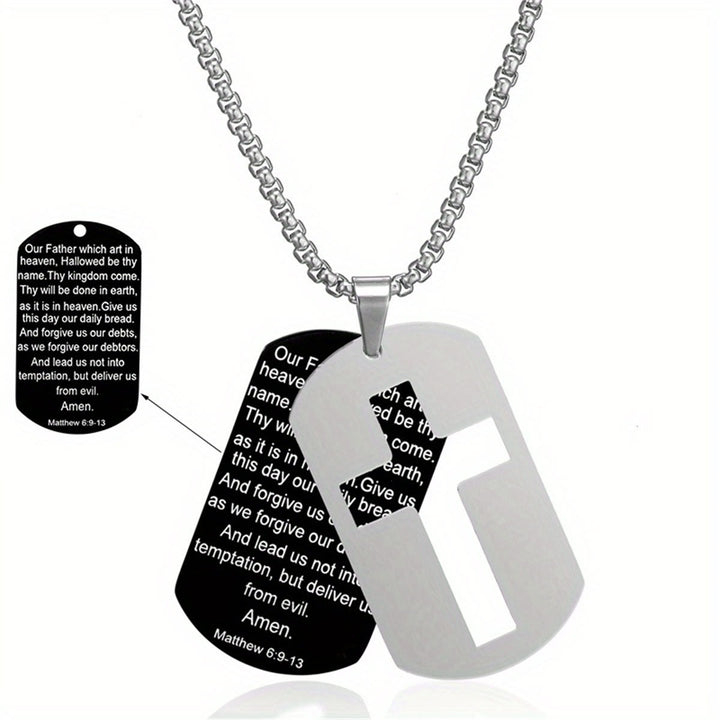 Christianartworkshop Polished Metal Cross Cutout & Engraved Verse Necklace: Carry His Promise Close Daily - Lord’s Prayer-1 - image 9