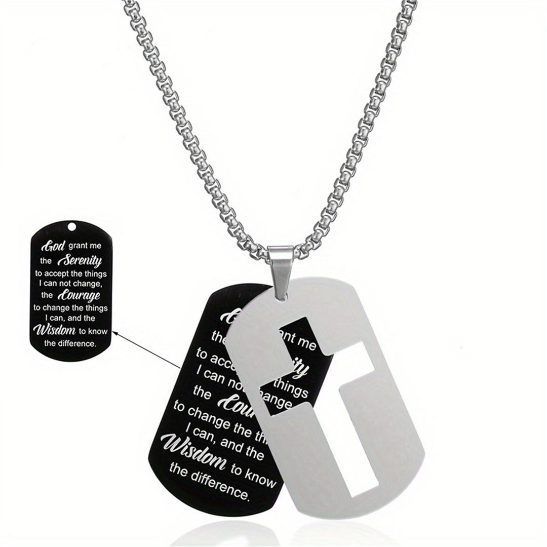 Christianartworkshop Polished Metal Cross Cutout & Engraved Verse Necklace: Carry His Promise Close Daily - image 1