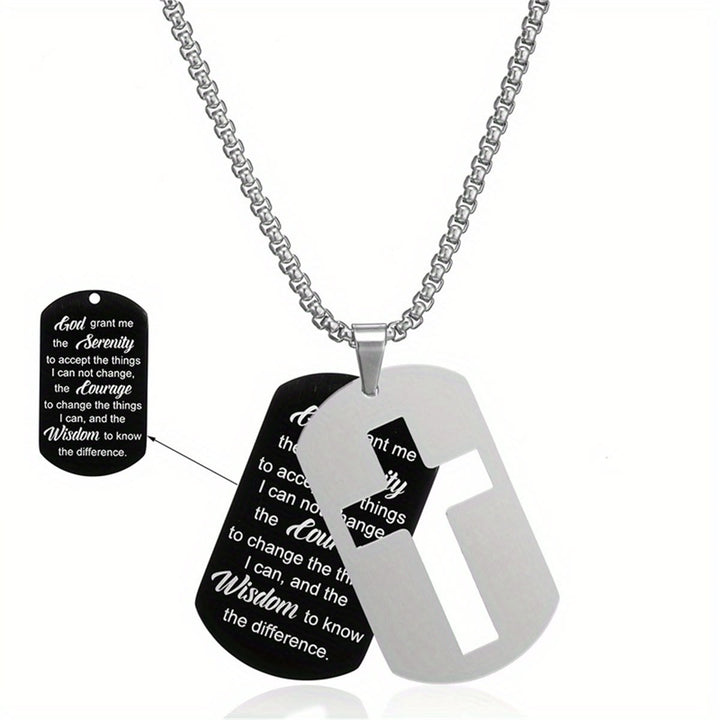 Christianartworkshop Polished Metal Cross Cutout & Engraved Verse Necklace: Carry His Promise Close Daily - image 1