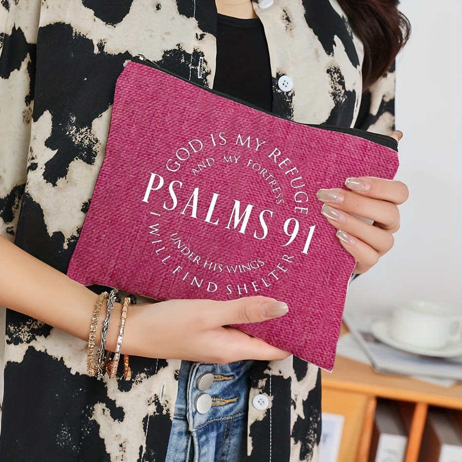 Christianartworkshop Psalms 91 Verse Printed Canvas Cosmetic Bag: Embody His Shelter & Care - image 1