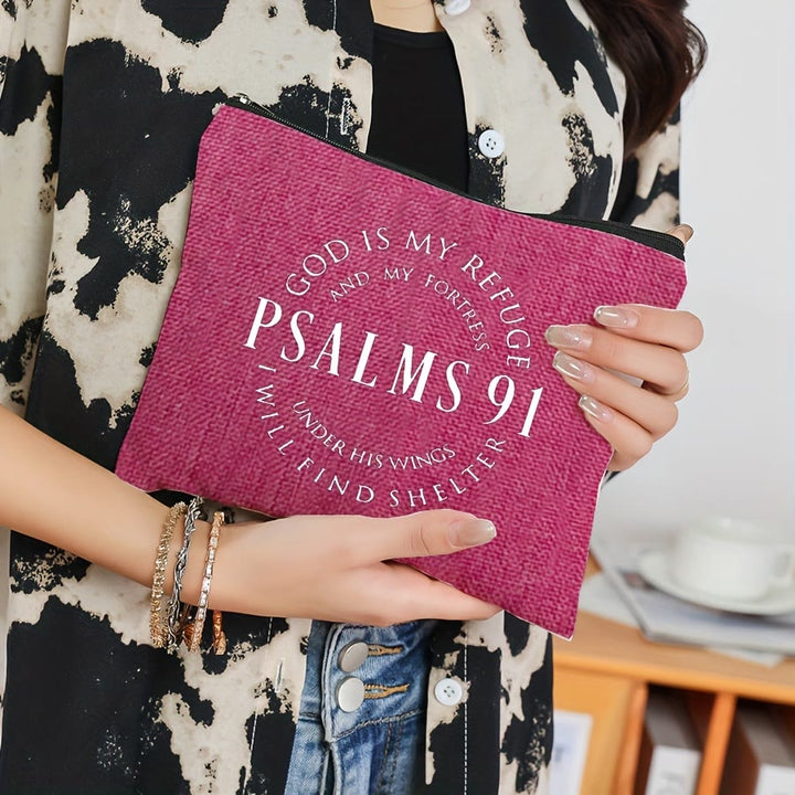 Christianartworkshop Psalms 91 Verse Printed Canvas Cosmetic Bag: Embody His Shelter & Care - image 1