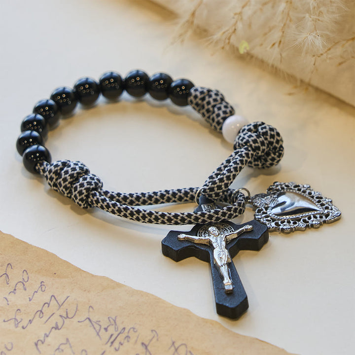Christianartworkshop Eternal Love Couple Pocket Rosary Set with Sacred Heart & Crucifix - Black - image 5