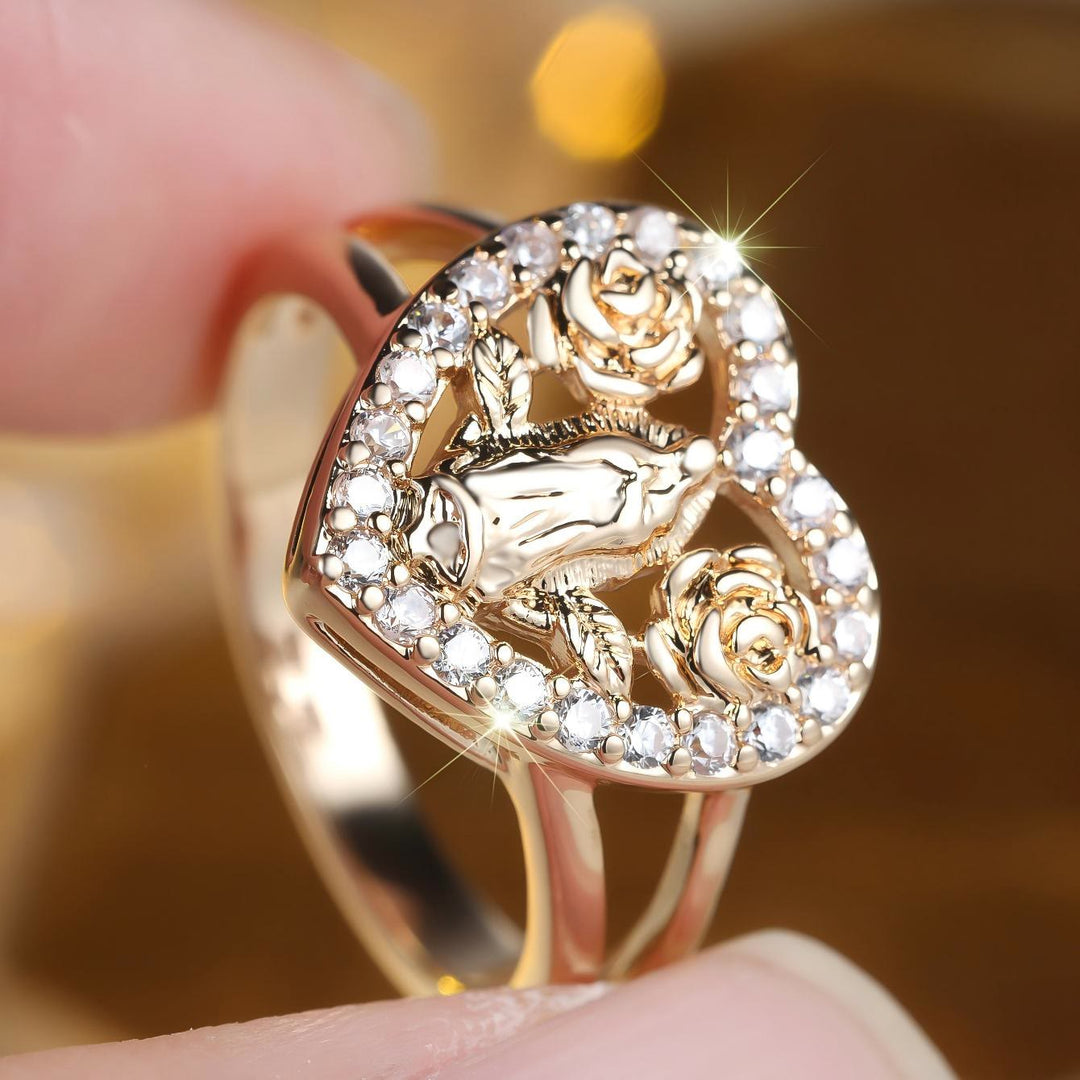 Devotion Ring Our Lady Heart Ring with Rose Accents – Christian Jewelry Devotional ...