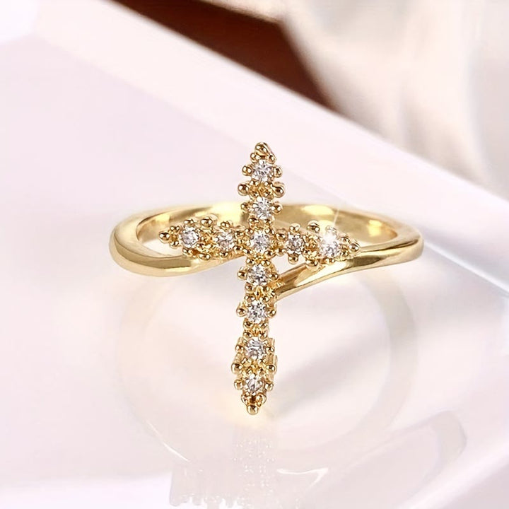 FREE Today:  Cross Ring with Clustered Cubic Zirconia Accents: Embody His Gentle Grace - image 4