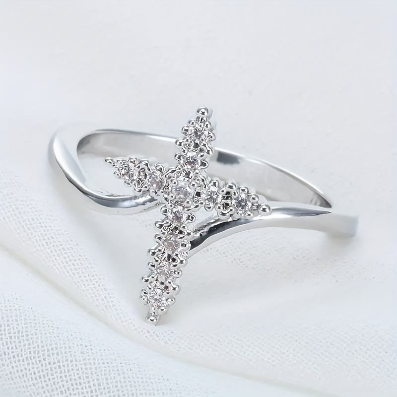 Christianartworkshop Cross Ring with Clustered Cubic Zirconia Accents: Embody His Gentle Grace - image 7