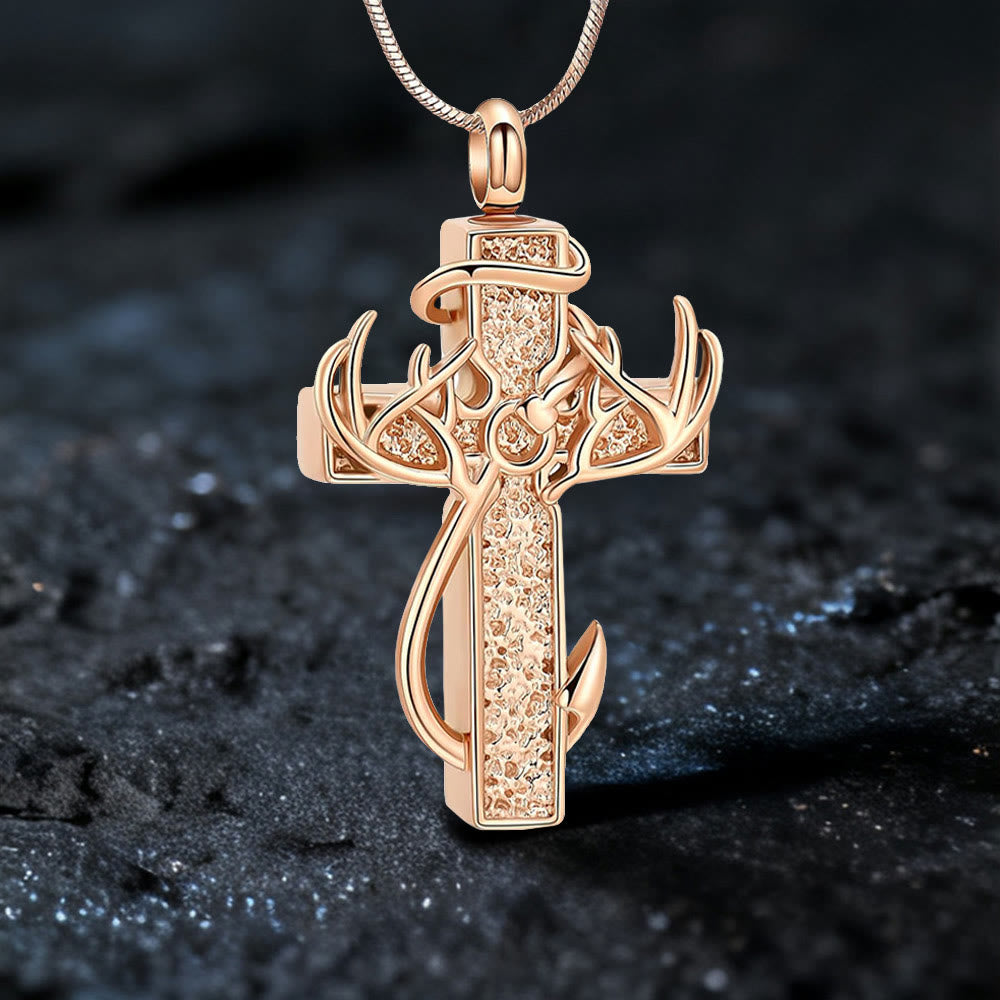 Christianartworkshop Hunting & Fishing Cross Pendant Necklace: Outdoor Faith & Spiritual Devotion - Rosegold - image 3
