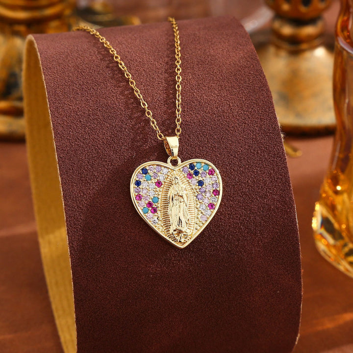 Christianartworkshop Radiant Our Lady Necklace with Heart-Frame Cubic Zirconia: Carry Her Care in Daily Wear - image 3