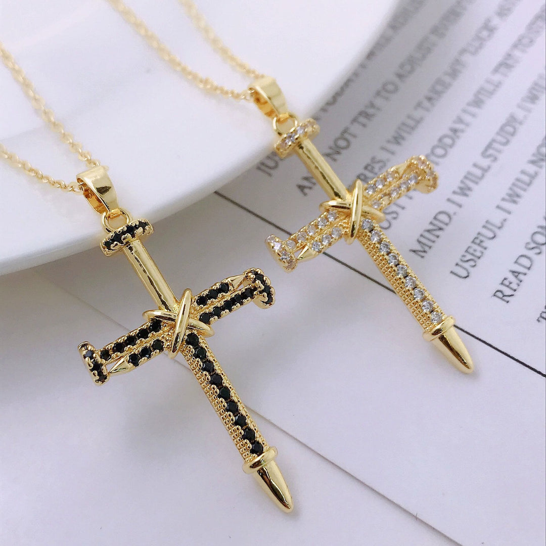 Christianartworkshop Nail-Inspired Cross Necklace with Cubic Zirconia: Hold His Grace Close - image 4