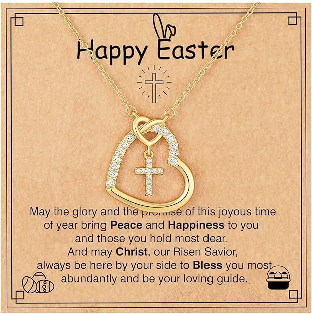 Christianartworkshop Intertwined Heart Cross Necklace with Card: Embody His Easter Joy & Grace - image 0